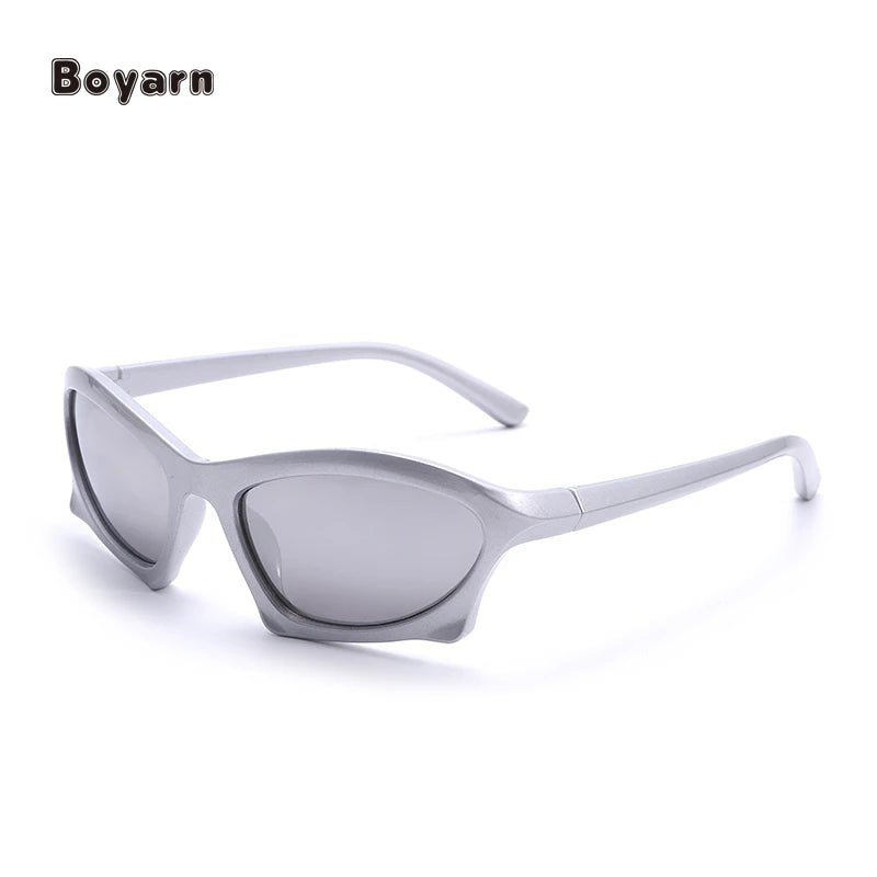 Boyarn Y2k Steampunk Sport Sunglasses New Women Men 2000's Punk Mirror Sun Glasses Female Shades Eyewear Eyeglasses UV400 Oculos