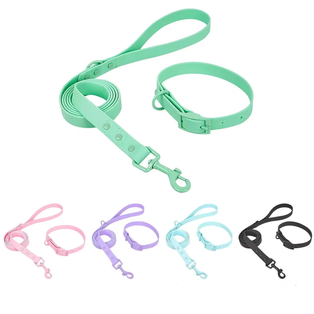 Hot Sale Comfortable Soft PVC Pet Leash Collar Set Outdoor Waterproof Modern Simple Style for Cats and Dogs