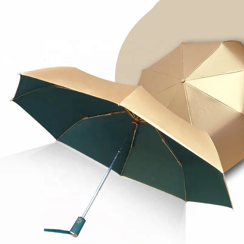 New Titanium Gold Shading Sunscreen Sun Umbrella Anti-ultraviolet Automatic Three Fold Sunny Rain Dual-use Umbrella