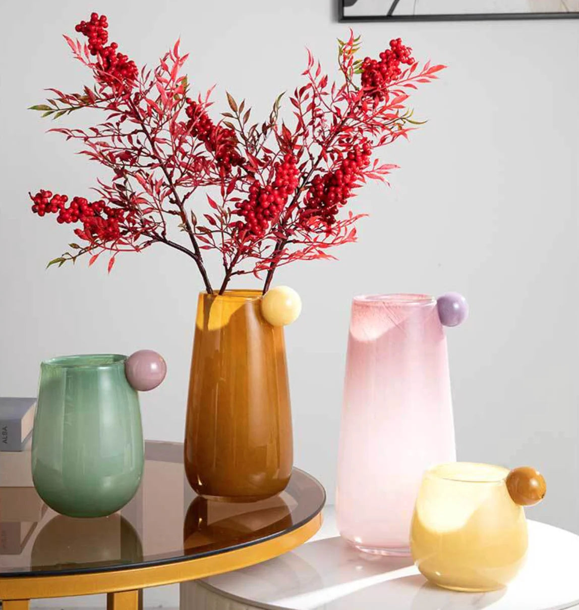 Candy Mismatched Color Handmade Vase Balls Special-shaped Combination Vase Flowers Dried Table Soft Decoration Macron Glass Vase