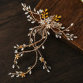 Miallo Europe and America Luxury Alloy Long Hair Comb Claw Chain  Rhinestone Crystal Bridal Wedding Hair Accessories