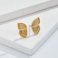 Minimalist Stud Earrings 14K Gold Plated Earring Half Butterfly Wing Earrings Women