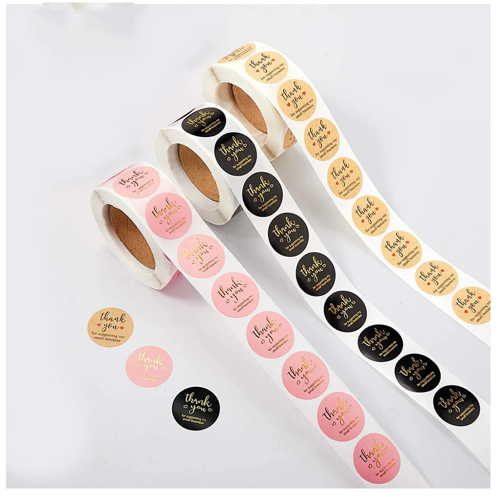1inch Gold Foil Thank You Stickers Thank You for Supporting My Small Business Sticker Labels Round Stickers for Business