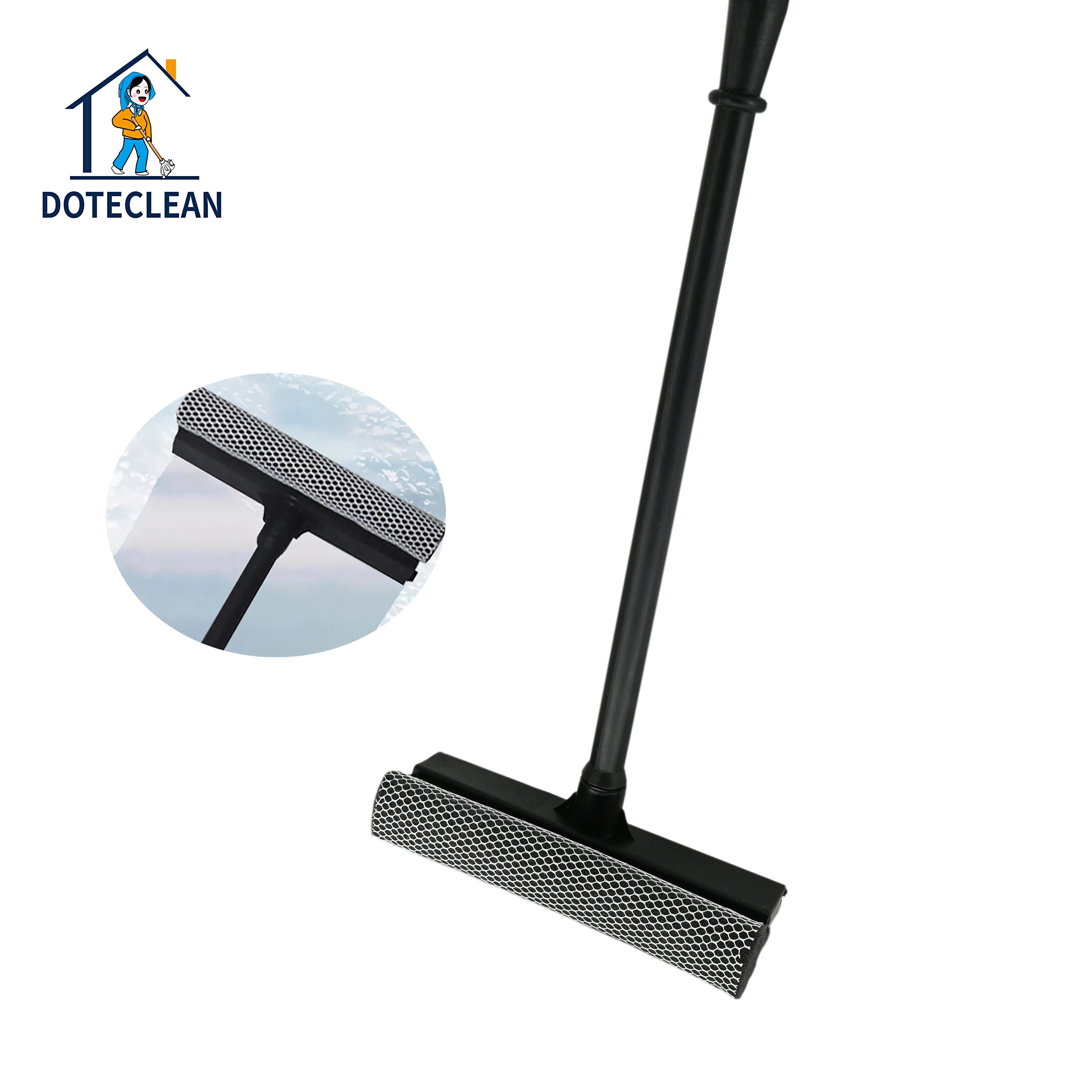 Best Selling Long-handed Household Cleaning Tool Plastic Window Wiper Brush with Rubber and Sponge Glass Squeegee for Cleaning
