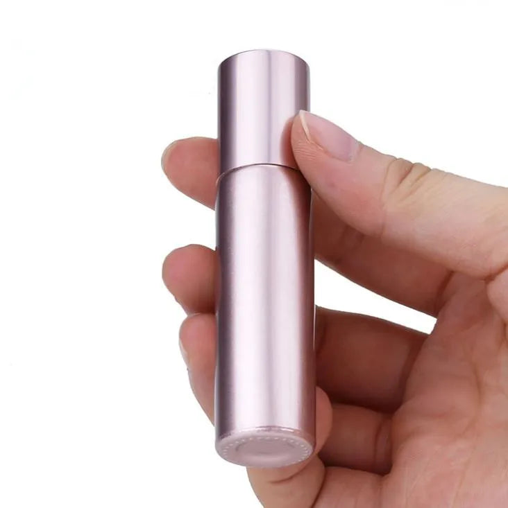 Cosmetic 10ml Matte/metal Rose Gold Glass Roll on Bottle With Glass Roller for Perfume/essential Oil