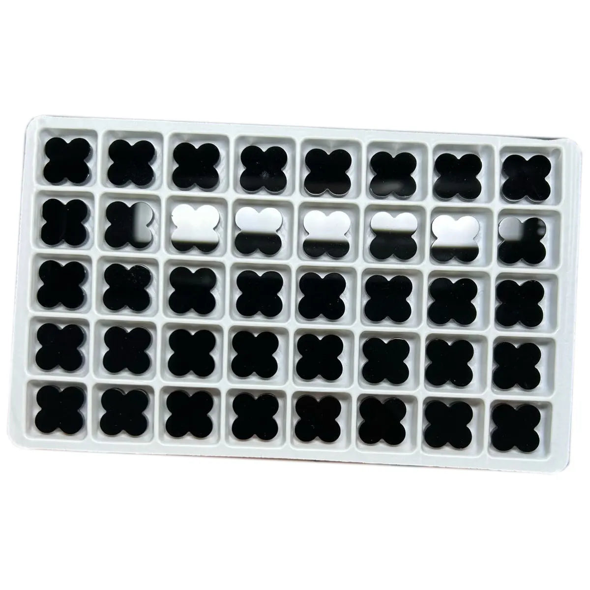 Hot Sale 13x13x2mm Natural Black Onyx Flat Four Leaf Clover Flower Agate Stone
