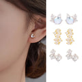 Fashion Jewelry 925 Sterling Silver Small Earrings Geometric Round square Diamond Moonstone Gold Plated Stud Earrings for Women