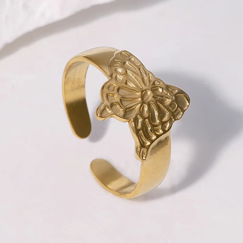 Beimai OEM Ring Gold Silver Stainless Steel Animal Butterfly Women's Ring