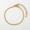 J&D Simple 3MM Snake Chain Bracelet18K Gold Plated Stainless Steel Flat Snake Chain Bracelet for Women