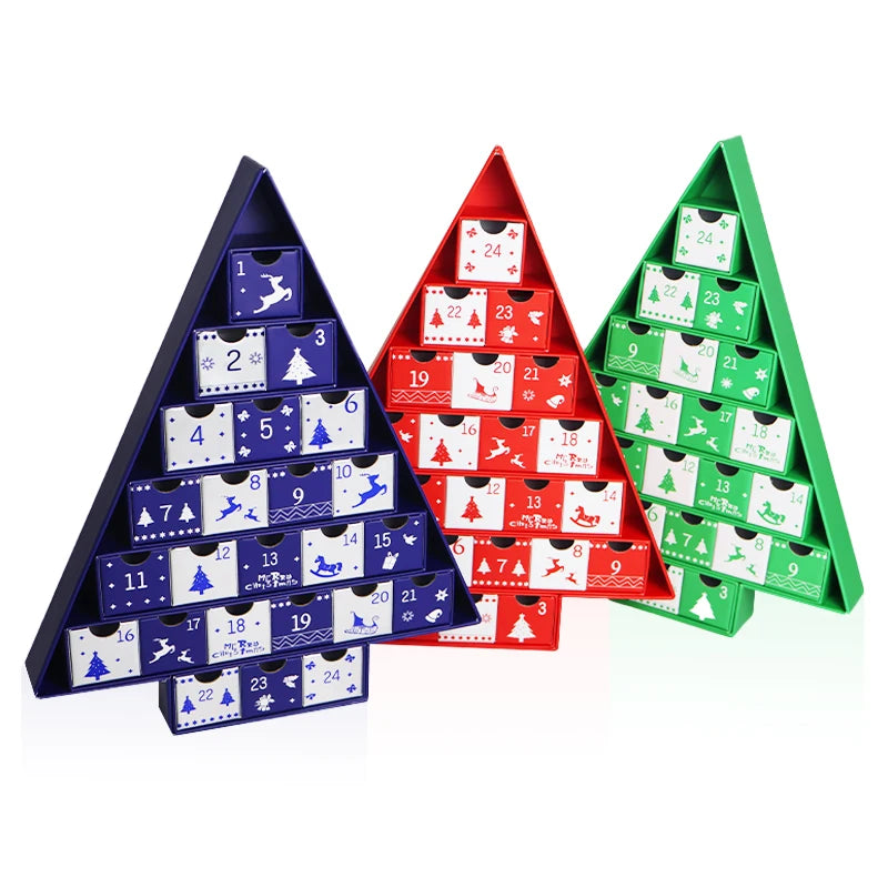 Wholesale Christmas Advent Calendar Cardboard Box Cookie Candy Paper Box Christmas Tree Calendar Box