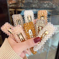 Fashion Crystal Crushed Stone Hair Clips With Pearls Rhinestone Bobby Pins Hair Accessories for Lady Girls