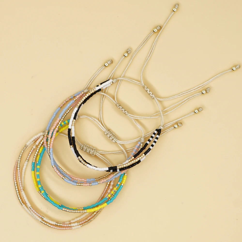 Go2BoHo Multilayered Dainty Bracelet Minimalist Fashion Jewelry Miyuki Seed Beaded Triple Strand Bracelets for Women Accessories