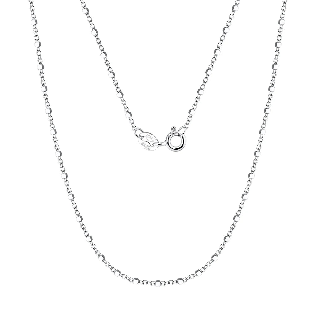 RINNTIN SC55 Handmade Jewelry Necklace Chain Solid 925 Sterling Silver Men Cadena Cable Chain With Square Beads for Women