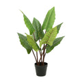 High Simulation Big Leaf Faux Green Plants in Pot Tropical Bonsai Artificial Rainbow Taro Plant Colocasia Esculenta for Home