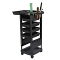 Capacity Beauty Tool Black Storage Cart Hair Stylist Storage Mobile Salon Trolley Cart Leather 1 Piece Salon Furniture Modern