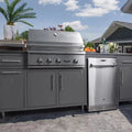 NICOCABINET Outdoor Kitchen Cabinet Set Movable Metal Designs 304 Stainless Steel BBQ Island Granite Countertop Sink Backsplash