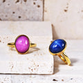 C4420R Abiding Jewelry China Manufacturer Cats Eye Opal Gems 18K Gold Plated 925 Sterling Silver Big Stone Ring for Women