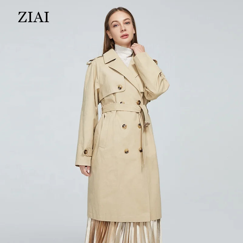 Good Quality Ladies Windproof Jacket With Belt Oversized Windbreaker Spring Coats Long Trench Coat Plus Size Coats