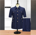 Two Piece Set of Oversized Men's Workwear African Ethnic Jacket Stand Collar Set Single Breasted Jacket and Pants Set