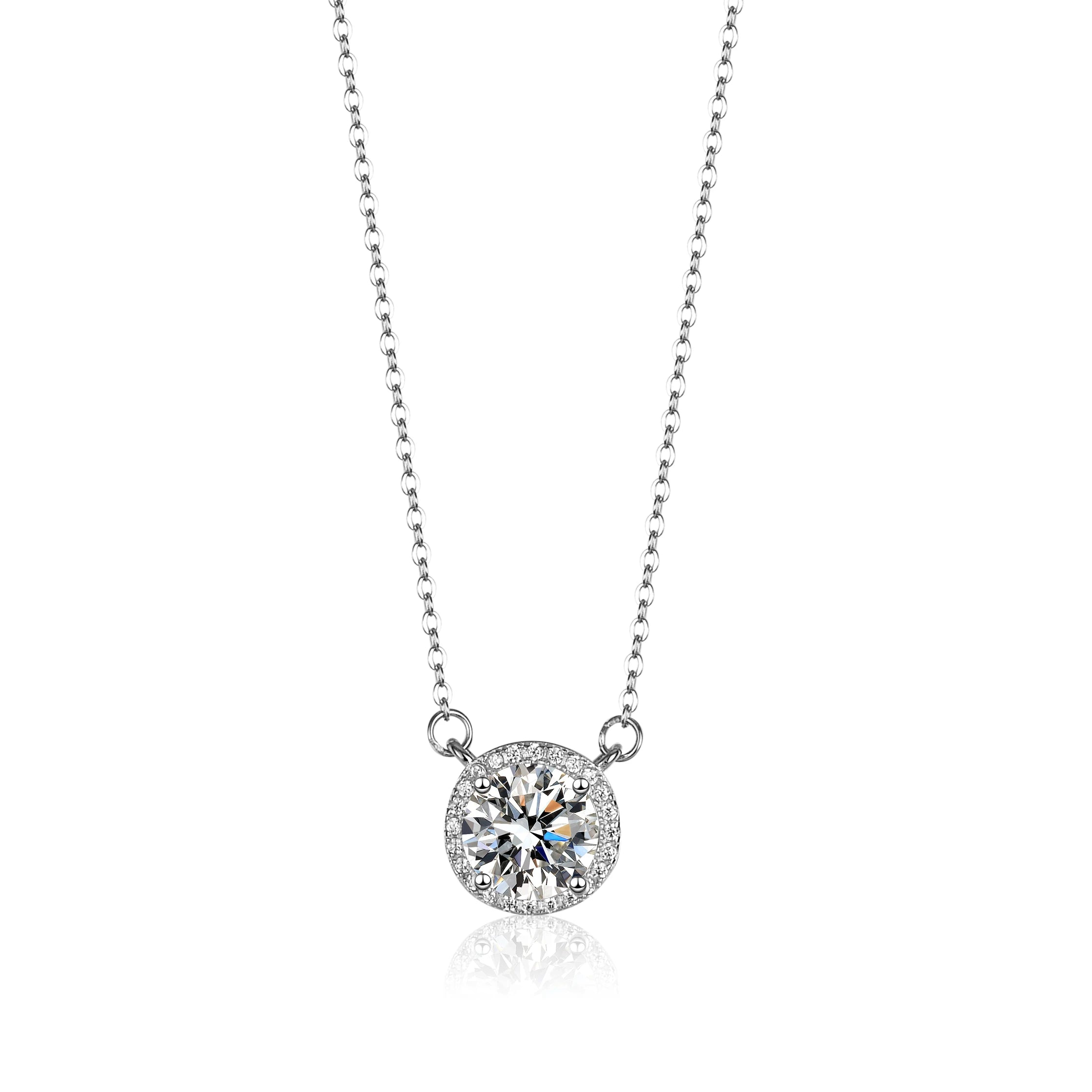 Silver 925 Moissanite Pendant D Color 1.0ct Moissanite Pendant Necklace 6.5mm Round Excellent Cut Moissanite Pendant
