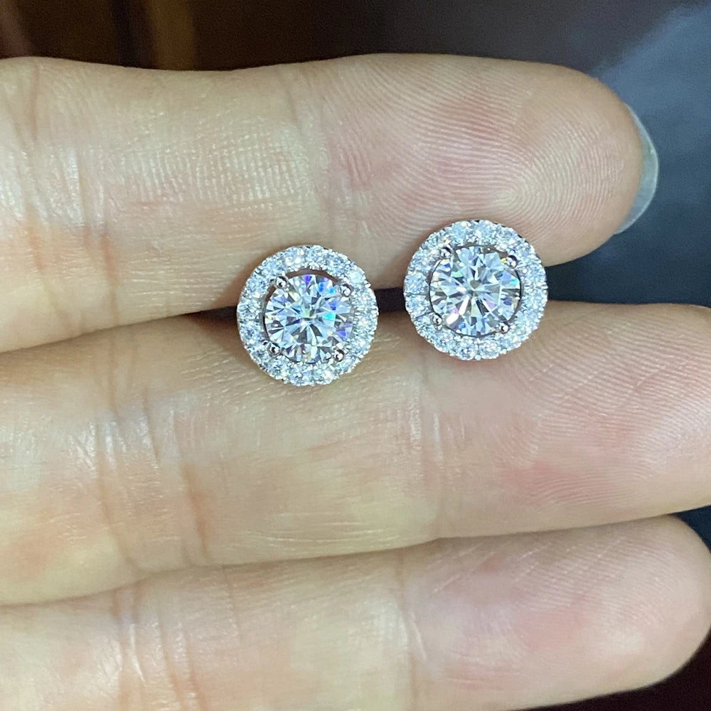 HQ Gems New Design Real Gold 14K White Gold Screw Earring Women 0.8 Carat Moissanite Diamond Earring