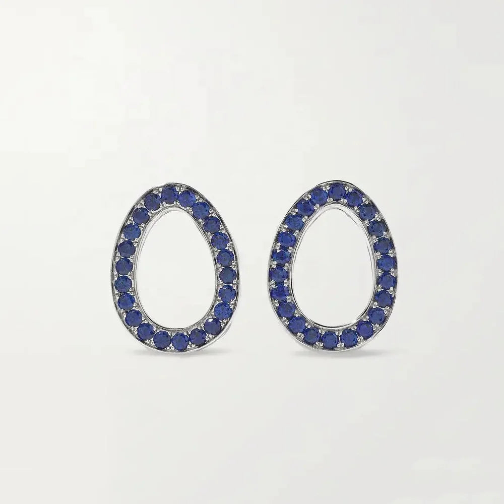 LOZRUNVE Custom Jewelry Manufacturer 925 Sterling Silver Halo Geometric Oval Love Stud Earring 18k Gold Plated