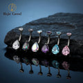 Implant Grade ASTM F136 Titanium 5A Teardrop CZ Teardrop Belly Bar Button Rings Navel Piercing Jewelry