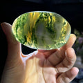 Kindfull Wholesale Natural Moss Agate Palm Healing Crystal Agate Stone Carved Craft for Decoration