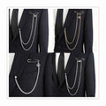 Retro Fashion Simple Designer Long Chain Safety Pins Exaggerated Mens Suit Accessories Gems Lapel Pin Brooches for blazer Tuxedo