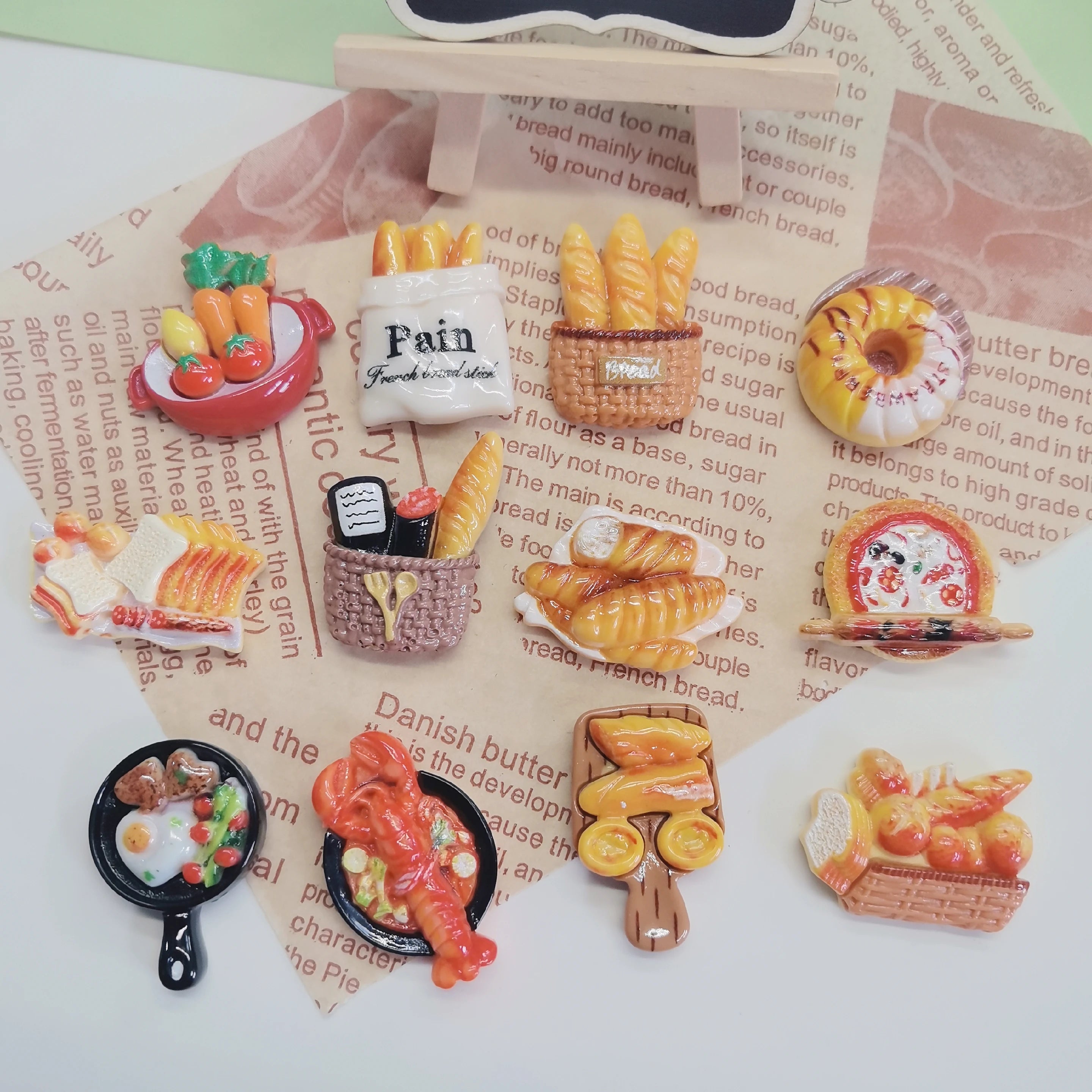Assorted Simulation Desserts Hot Pot Bread Pizza Mini 3D Resin Food Charms for DIY Clay Phone Cases Handmade Craft Supplies
