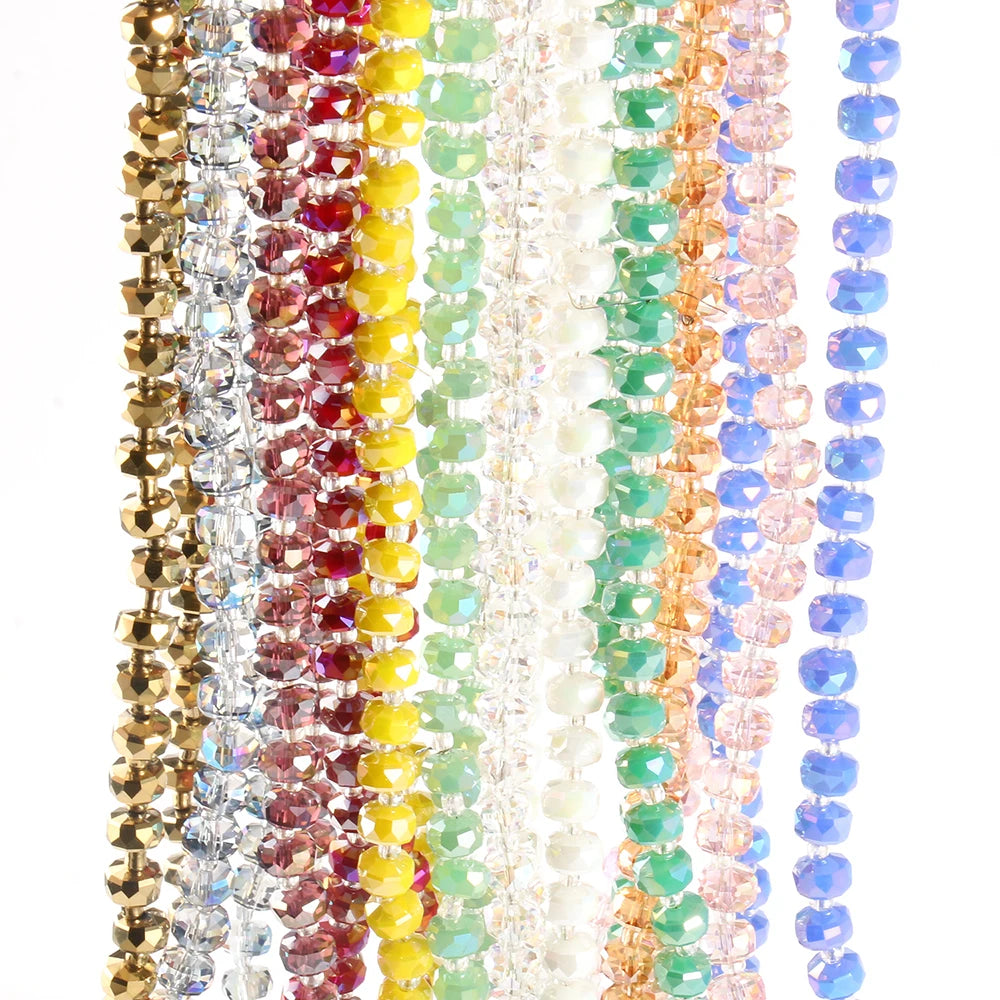 Faceted 8MM Pink/Red/White/Blue Flat Round AB Color Rondelle Crystal Beads for Jewelry Making DIY Bracelet