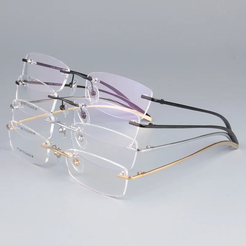 Fashion Pure Titanium Eyewear Optical Eye Glasses Frame Rimless Designer Spectacles Eyeglasses Frames for Men