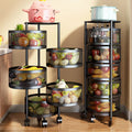 Kitchen Cast Iron Multi-layer Storage Holders Kitchen Movable Storage Vegetable Rack Storage Shelf with Wheels