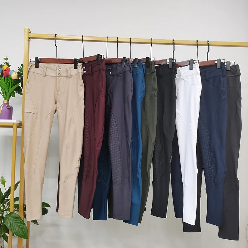 RTS in Stock 360-degree Stretch Luxurious Riding Breeches 9 Color Choice XXS to XL Size Zipper Closure Equestrian Clothing
