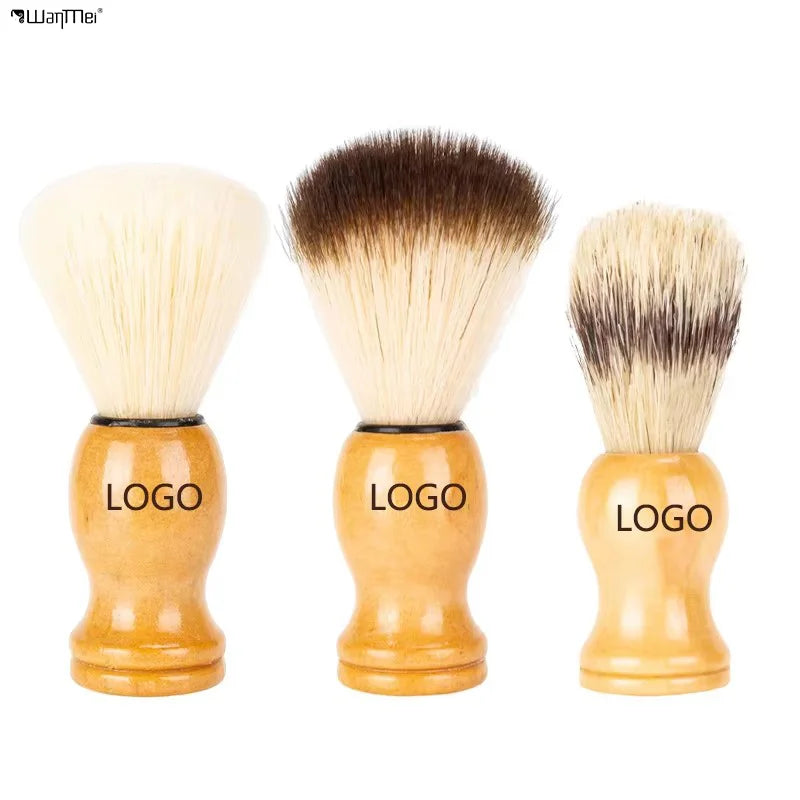 Wanmei Wholesale  Men's  Care Private Label Acaroid Bristle Nylon Yarn Bamboo Round Handle Bulk Beard Shaving Brush
