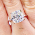 Stylish Drop Shipping Solid Silver White Gold 5.2 CT VVS Cushion Cut Diamond Moissanite Wedding RIng