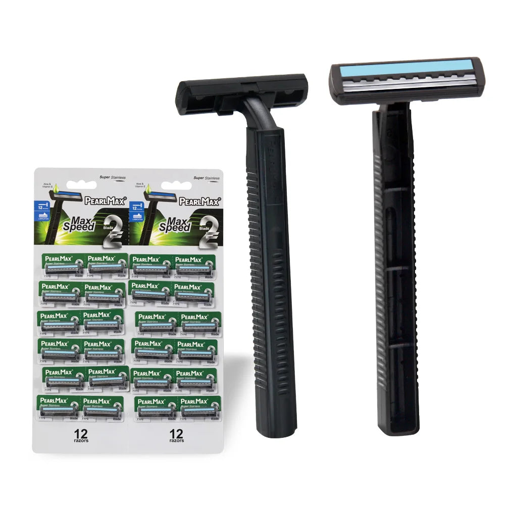 Pearl Max Factory Twin Stainless Steel Blade Disposable Razor Plastic Handle Shaving Razor Barber Cheap Fixed Head Razor