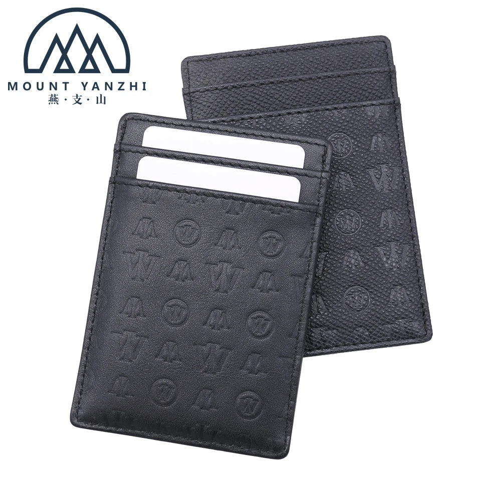 Factory Customized Embossed Logo Genuine Leather Credit Card Holder Luxury RFID Blocking Card Wallet Minimalist Slim Cardholder