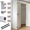 RHETECH Aluminum Wardrobe Folding Door Hardware Track Silent Buffer Push Pull Door Slide Rail Hardware Accessories for Cabinet