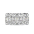925 Sterling Silver Eternity Wedding Band Rings Rhodium Plated 5A ZIRCON Three Row Baguette for Parties
