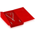 Luxury Red Velvet Wedding Ring Earring Necklace Packaging Marriage Engagement Velvet Full Jewelry Set Box With Button