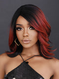 Burgundy Lace Front Wig Bob Short Loose Wave HD Transparent Lace Bob Wavy Red Hair Wig with Side Bangs for Women Daily
