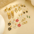Fashion Stainless Steel Steel Hoop Earrings Heart Charm Enamel Earrings Gold Pvd Heart Drop Fashion Women Earrings Jewelry