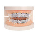 Hip Hop Copper TeethGrillz Set Micro Paved Cubic Zircon Mens Top&Bottom Grills Set With Extra Silicone