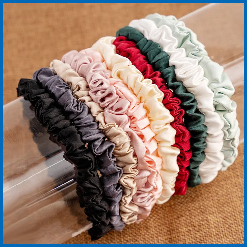 Wholesale Price OEM 19momme 100% Mulberry Silk Scrunchie Handmade 1cm Hair Rope Elegant Simple Silk Hair Tie Silk Hair Elastics