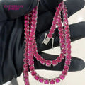 Lab Ruby Stones S925 Sterling Silver 5mm Trendy Hip Hop Jewelry  Diamond Tennis Bracelets Necklaces