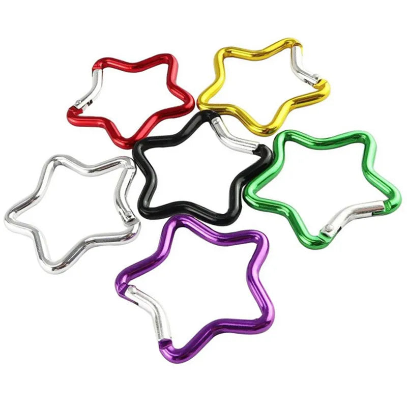 HXY China Factory Wholesale 4.8 cm Promotional Aluminum Five Star Anime Design Laser Carabiner Keychain Waterproof Light Weight