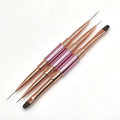 Personalized 2 Sided Uv Flat Gel Polish Round Brush Good Quality Synthetic Hair Nail Gel Builder Brush with Liner Brush