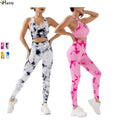 Woman Fashion Seamless Yoga Sets Tie-Dye Gym Fitness Sets Outdoor Running Clothes Sports Bra With Chest Pads High Waist Leggings