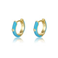 Painted Huggie Earrings Simple Solid Color Zircon Gold Plated 18K Real Gold Party